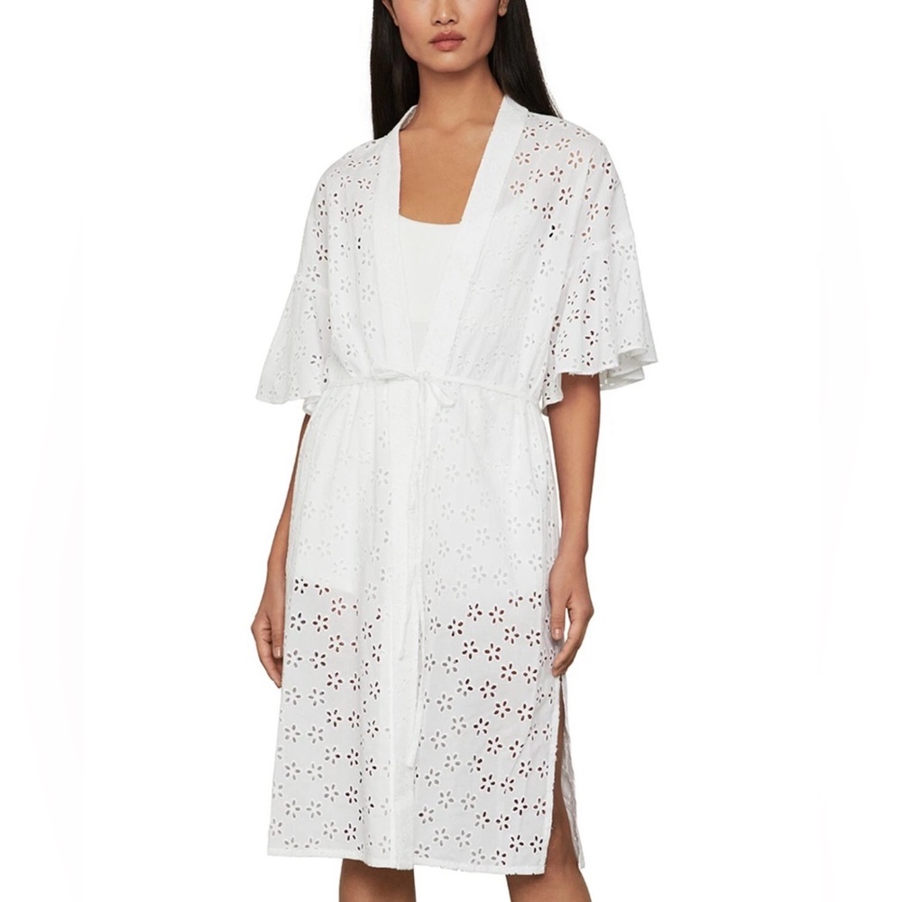 BCBGMAXAZRIA White Eyelet Cotton Wrap Kimono Dress – New Without Tags - Picture 4 of 12